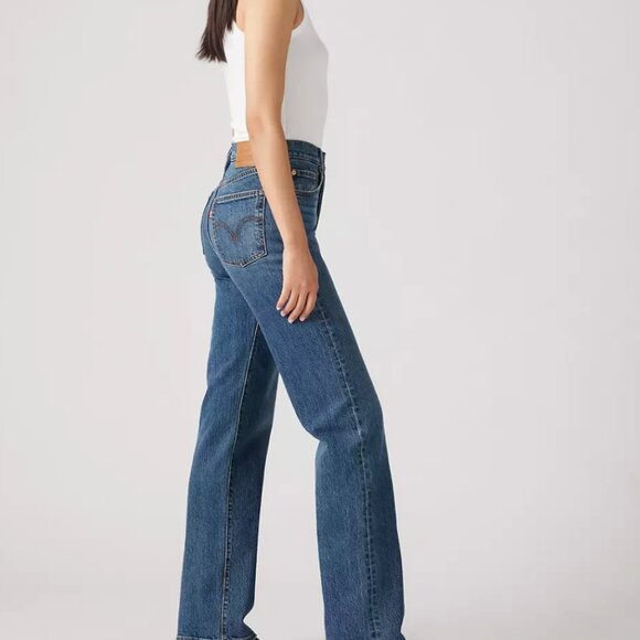 LEVI'S RIBCAGE STRAIGHT FULL LENGTH BUTTON FLY JEANS IN MEDIUM WASH - 31 - Picture 2 of 9